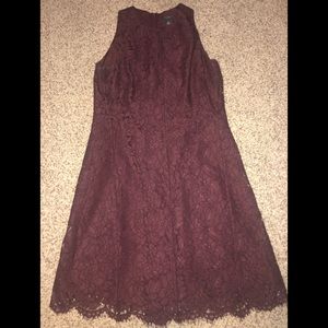 Maroon Short Lace Dress